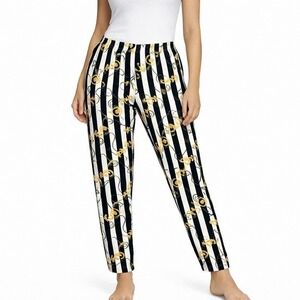 Vintage 80s IZOD Pants Nautical Blue White Stripe Yellow Print sz L Jogger Style